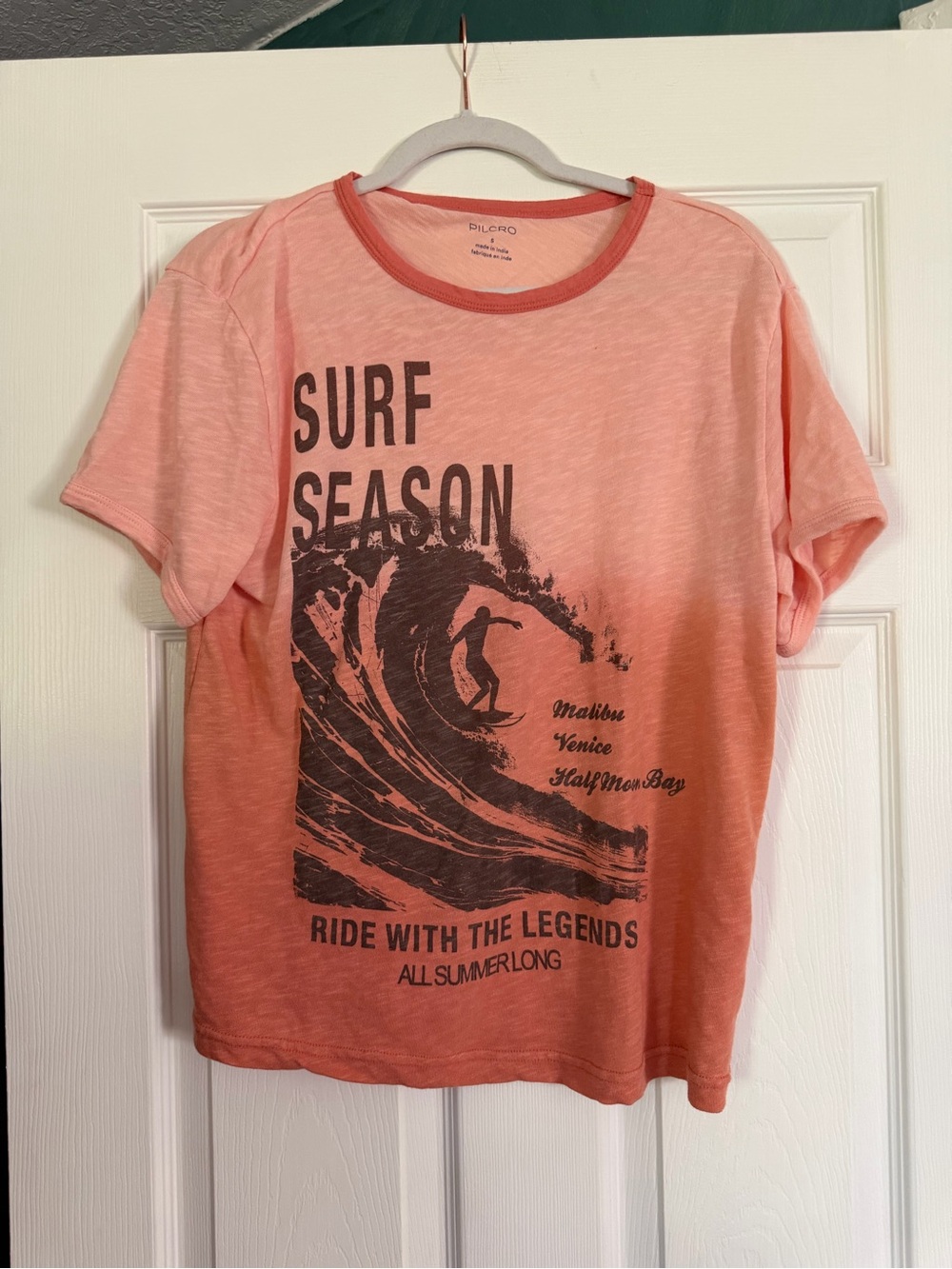 Pilcro Coral Pink Surf Season Graphic Tee